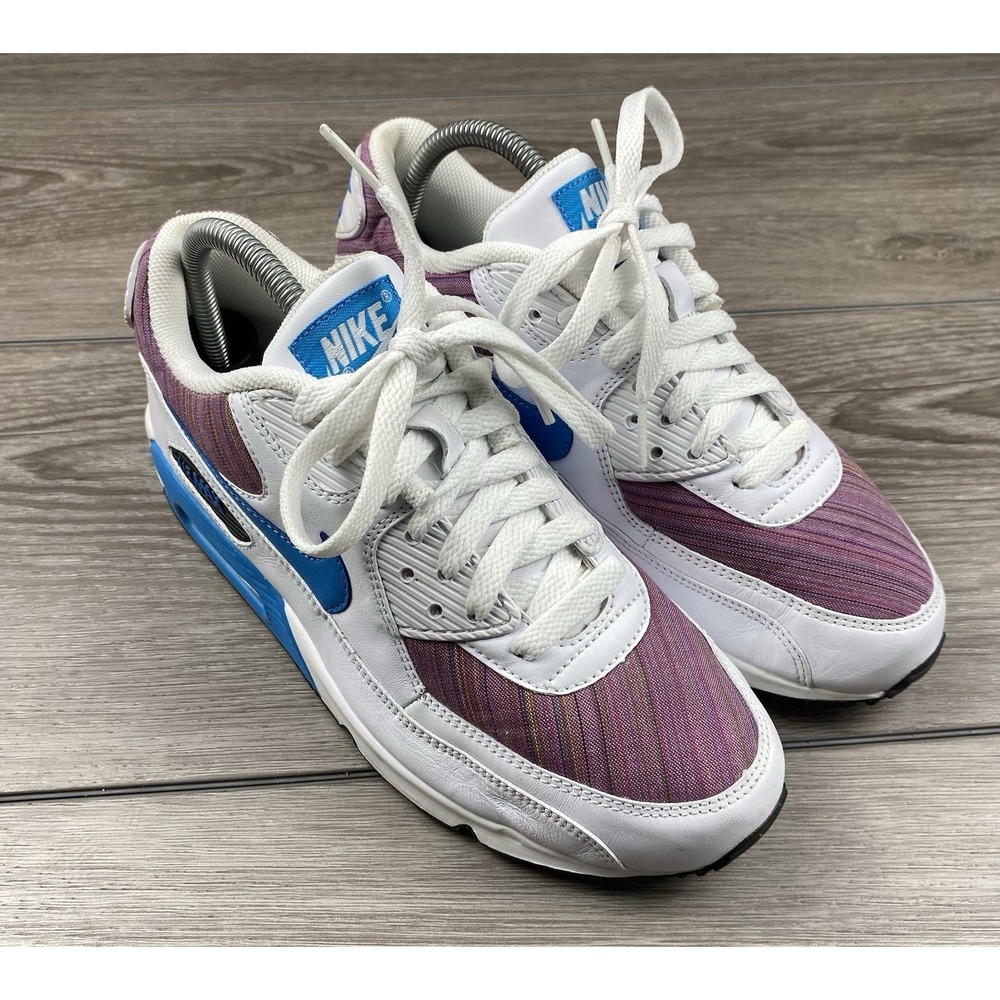 Nike Air Max 90 White Blue Pink Womens 8.5 Textile 316447-141